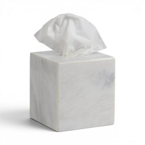 Eris Collection Pearl White Marble Honed Finish Tissue Box Holder