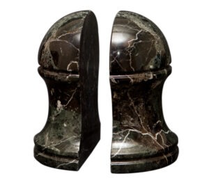 Hermes Collection Black Zebra Marble Bookends