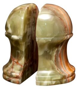 Hermes Collection Whirl Green Onyx Bookends