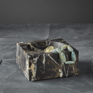 Calix Collection Black & Gold Marble 6" Honed Finish Catchall Bowl