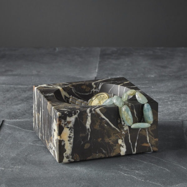 Calix Collection Black & Gold Marble 6" Honed Finish Catchall Bowl