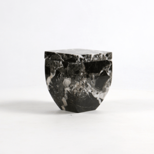 4" Lidded Tapered Box, Black Zebra Marble