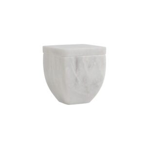 4" Lidded Tapered Box, Pearl White Marble