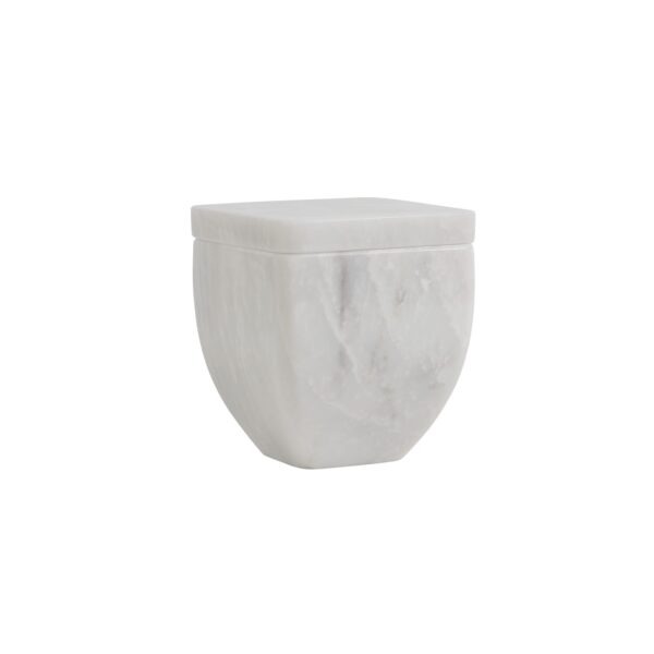 4" Lidded Tapered Box, Pearl White Marble
