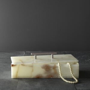 15" Long Rect Box w/Handle, Light Green Onyx