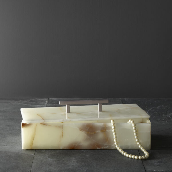 15" Long Rect Box w/Handle, Light Green Onyx