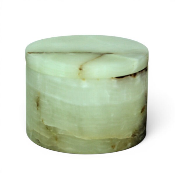 Eirenne Collection Light Green Onyx 5-3/4" Dia x 4" Honed Finish Box