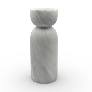 Orion Collection 12" Pearl White Marble Honed Finish Reversible Candle Holder/ Vase