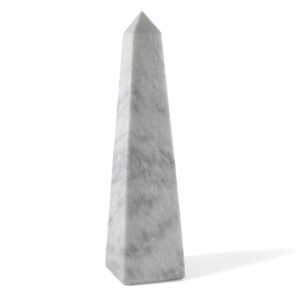 Plato Collection 20" Honed Finish Pearl White Marble Obelisk