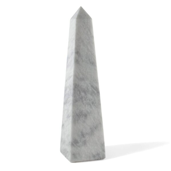 Plato Collection 20" Honed Finish Pearl White Marble Obelisk