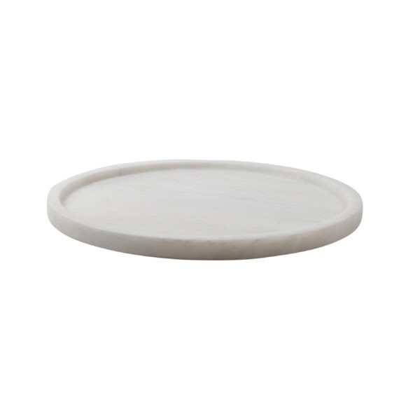 Athena Collection Pearl White Marble Honed Finish 12" Round Place Tray