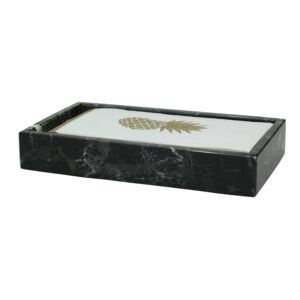 Mytus Collection Black Zebra Marble Polished Finish Guest Towel Tray