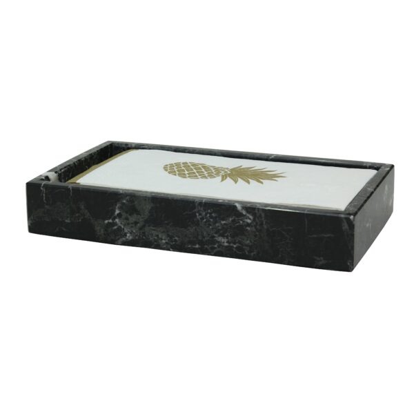 Mytus Collection Black Zebra Marble Polished Finish Guest Towel Tray