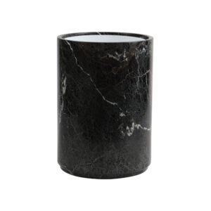 Eris Collection Black Zebra Marble Polished Finish Waste Bin