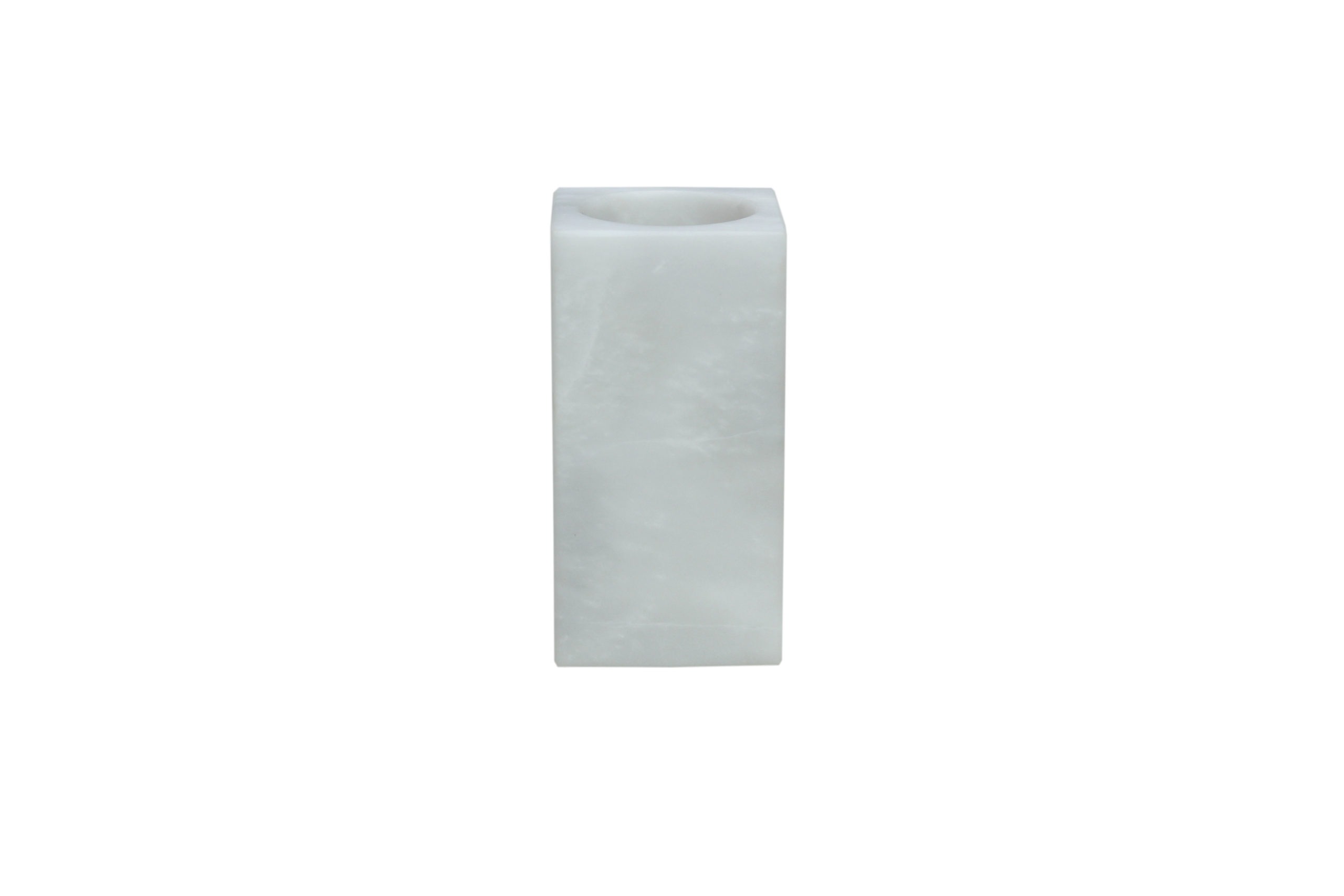 Sinon Collection Pearl White Marble Honed Finish Square Tumbler