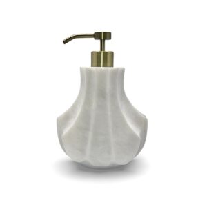 Lyre Collection Pearl white Marble Honed Finish Soap Dispenser with Premium Pump