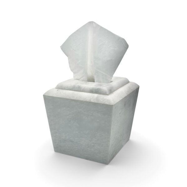Lyre Collection Pearl white Marble Honed Finish Boutique Style Tissue Box Holder