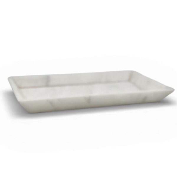 Lyre Collection Pearl white Marble Honed Finish Vanity Tray