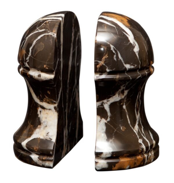 Eirenne Collection 5" Black Zebra Marble Polished Finish Circular Box
