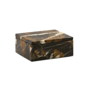Asteria Collection 5" Black Zebra Marble Polished Finish Rectangular box