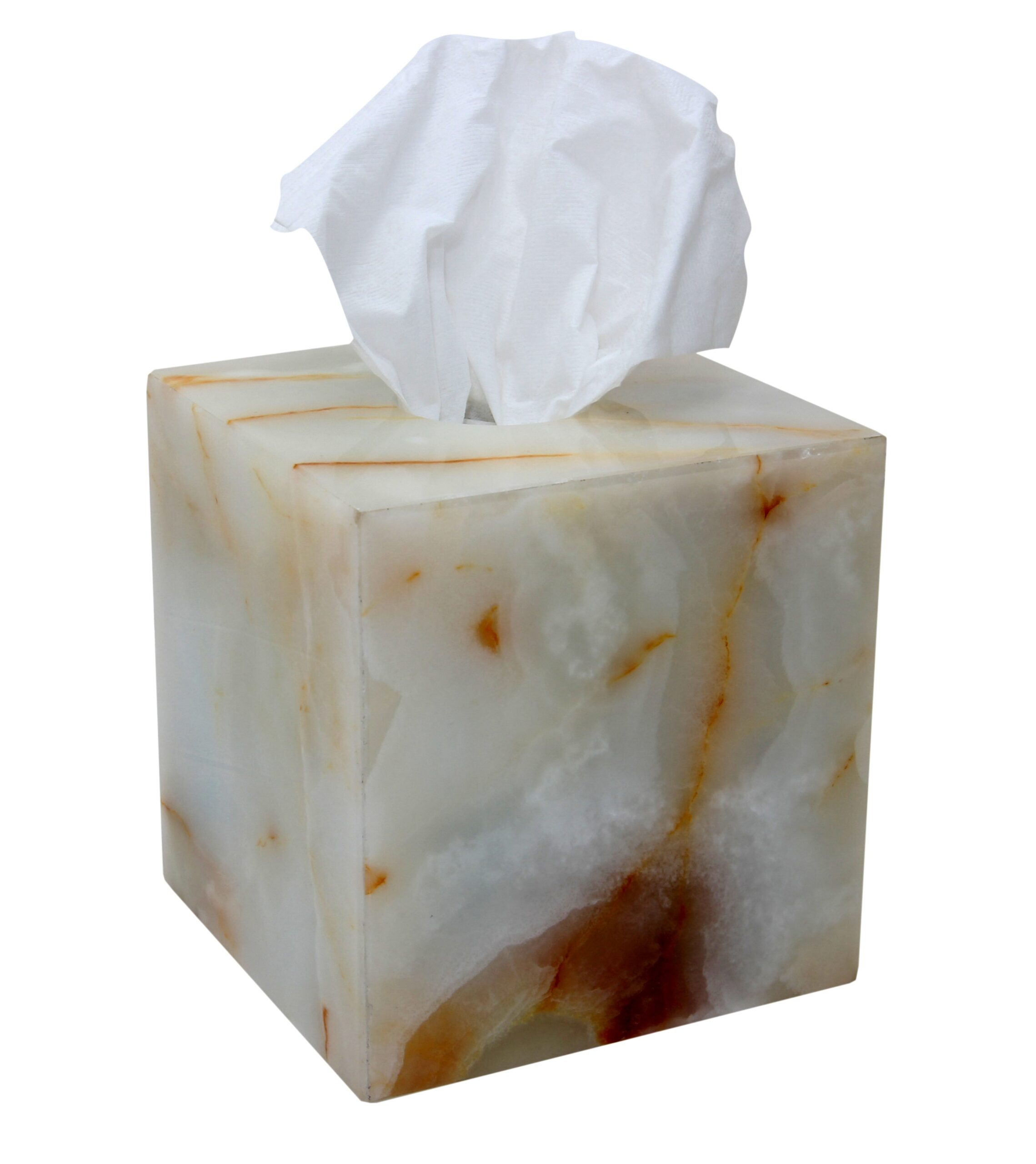 Myrtus Collection Light Green Onyx Polished Finish Tissue Box Holder