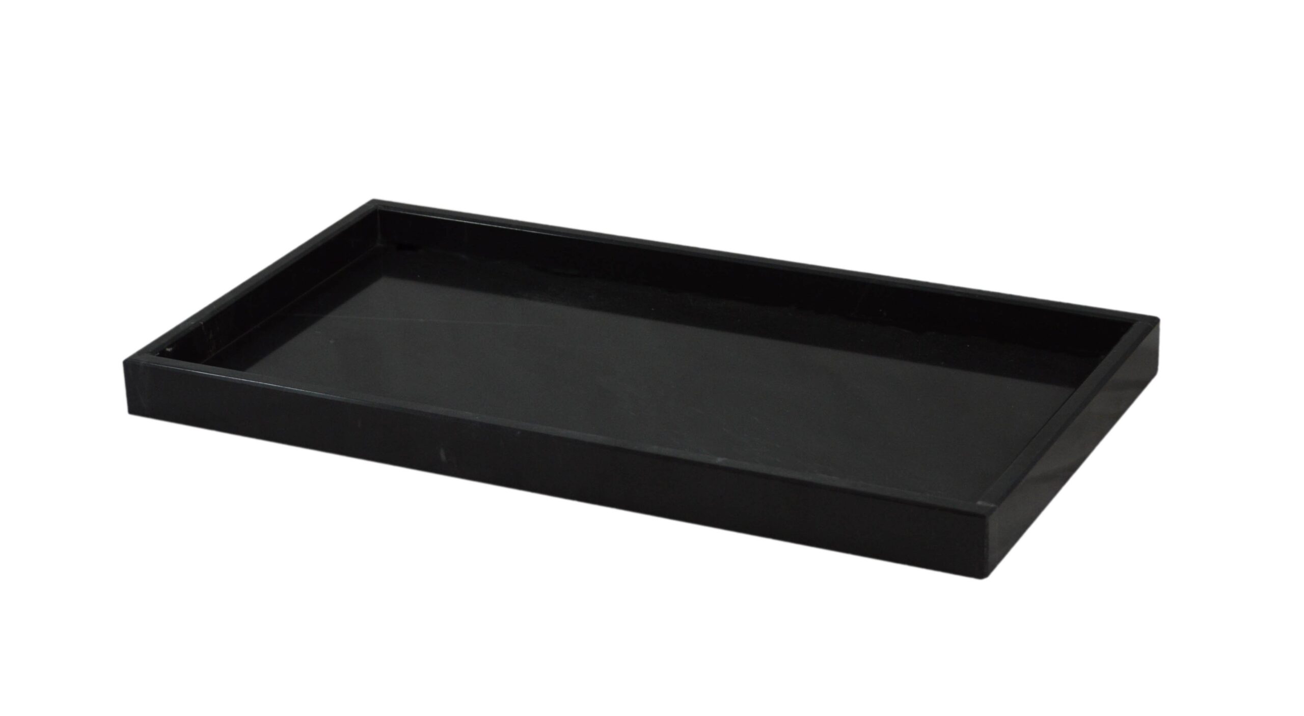 Myrtus Collection Jet Black Marble Polished Finish Large Amenity Tray